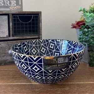 New Boho Thyme & Table Large Blue Geo Bowl